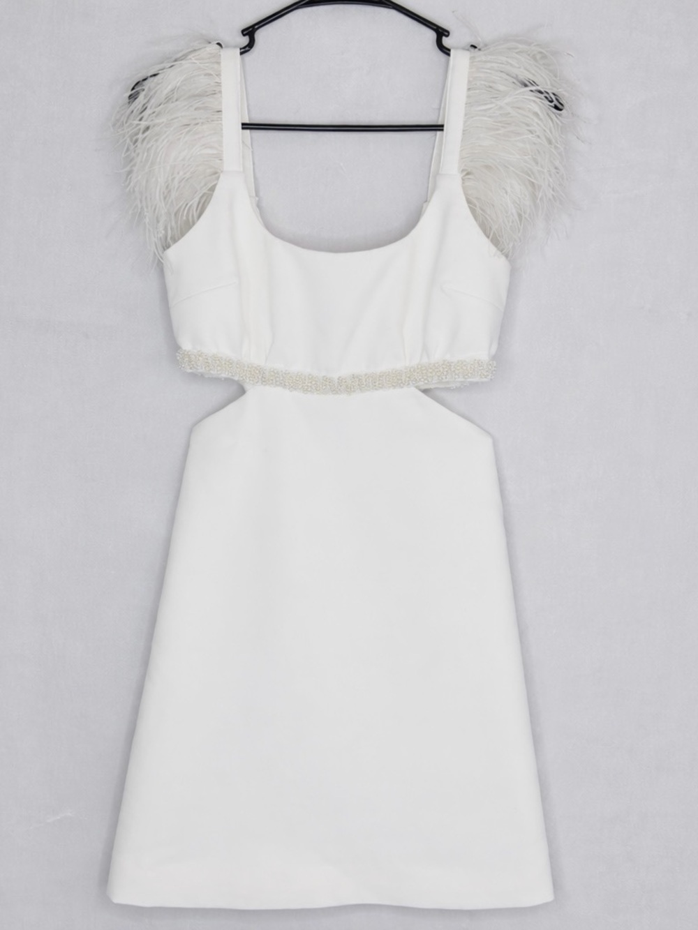 Likely Taliah Feather Pearl Beaded Cut Out Mini Dress - Picture 6 of 12